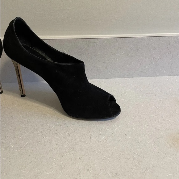 AUTHENTIC WOMENS MANOLO BLAHNIK BLACK SUEDE SHOES, HEELS, SIZE 39.5 - Picture 10 of 10
